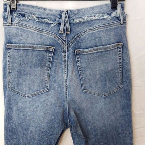 Good American Good Waist Extreme Deep V Distressed Skinny Jeans Sz 30 - Picture 5 of 13